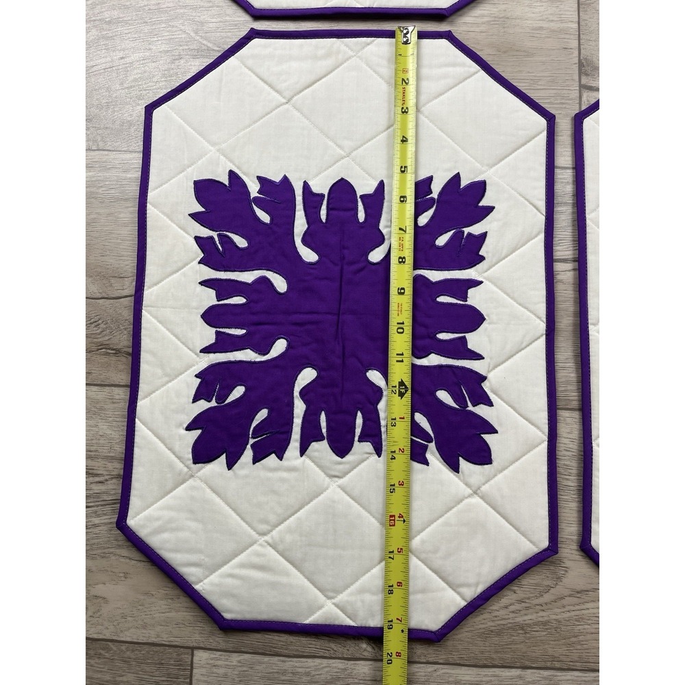 DBI Hawaii Inc Hawaiian Themed Placemats Quilted Set of 4 Purple White - NEW VTG - Picture 6 of 11